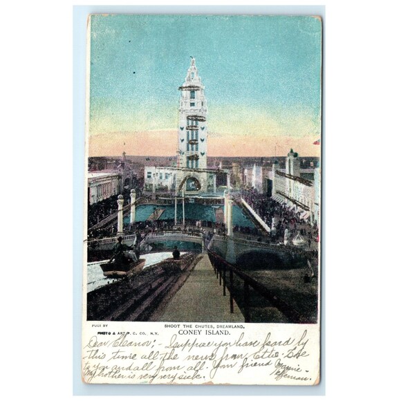 VTG Postcard Coney Island New York Shooting Chutes Amusement Park‎ Posted 1906 - Picture 1 of 2